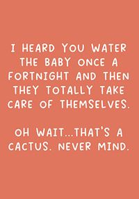 Water The Baby New Baby Card