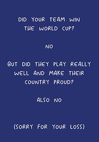 Your Team Lost World Cup Card