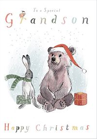 Tap to view Grandson Cute Illustrated Christmas Card