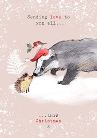 Sending Love Cute Illustrated Christmas Card