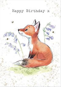 Fox Bluebells Birthday Card