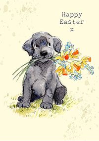 Black Puppy Easter Card