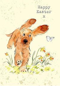 Tan Dog Easter Card