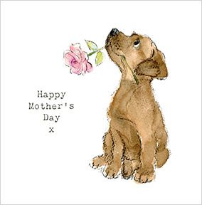 Puppy Flower Mother's Day Card