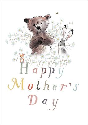 Happy Mother's Day Bear and Rabbit Cute Card