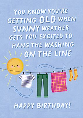 Washing On The Line Birthday Card
