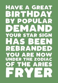 Tap to view Zodiac of the Aries Fryer Birthday Card