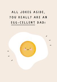 Tap to view Egg-cellent Dad Jokes Aside Father's Day Card