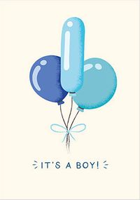 Tap to view It's A Boy Balloons New Baby Card