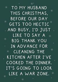 Husband Clean the Kitchen Christmas Card