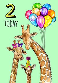 2 Today Giraffes Birthday Card
