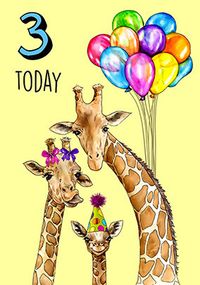 3 Today Giraffes Birthday Card