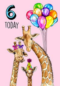 6 Today Giraffes Birthday Card