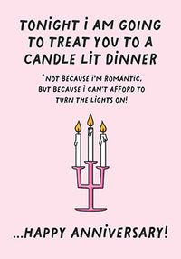 Candle Lit Dinner Anniversary Card