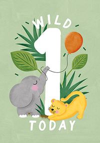 Wild Animals 1st Birthday Card