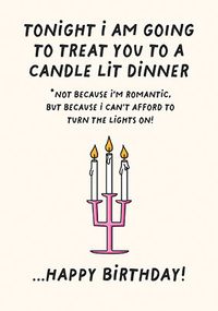 Candle Lit Dinner Birthday Card