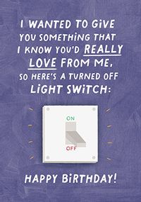 Turned off Light Switch Birthday Card