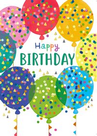 Happy Birthday Balloons and Confetti Card