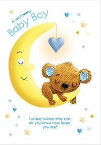 Tap to view New Baby Boy On Moon Card