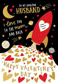 Husband Moon And Back Valentine Card