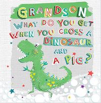Grandson Dino Birthday Card