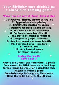 Tap to view Eurovision Drinking Game Birthday Card