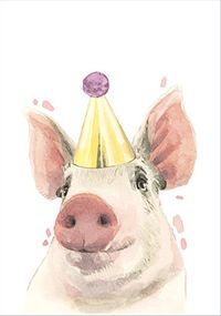 Tap to view Pig in Party Hat Birthday Card