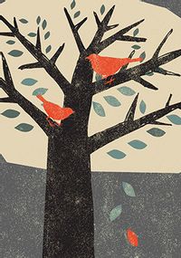 Artistic Birds and Tree Card