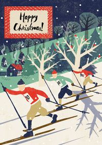 Winter Skiing Christmas Card