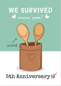 Wooden Spoon Anniversary Card