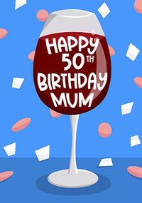 Red Wine 50th Birthday Card