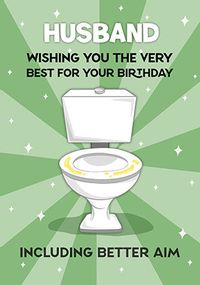 Husband Better Aim Birthday Card