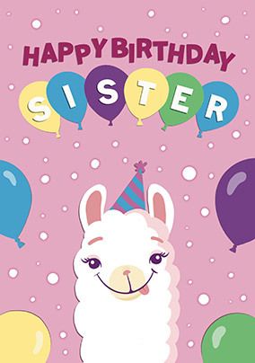 Sister Llama Kids Birthday Card