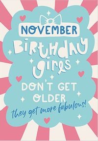 November Birthday Girls Card