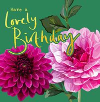 Pink And Purple Dahlia Birthday Card