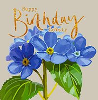 Blue Flowers Birthday Card