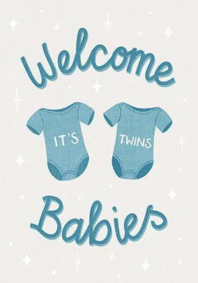 Twin Boys New Baby Card