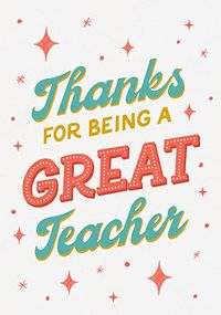 Tap to view Stars Thanks For Being  A Great Teacher Card