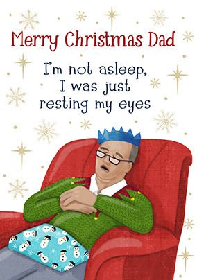 Resting My Eyes Dad Christmas Card