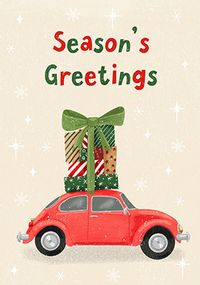 Season's Greetings Car Christmas Card