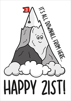 Downhill Mountain 21st Birthday Card