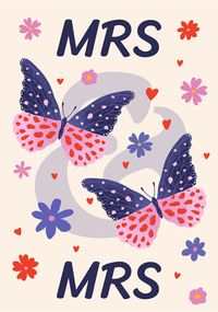 Mrs & Mrs Butterflies Anniversary Card