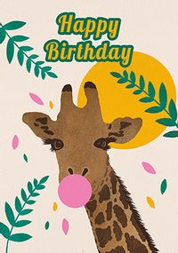 Giraffe Bubblegum Birthday Card