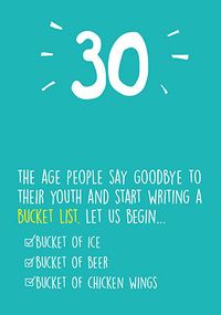 Tap to view 30th Bucket List Birthday Card