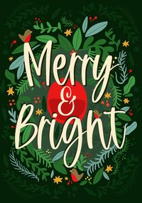 Merry & Bright Foliage Christmas Card