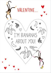 I'm Bananas About You Secret Message Valentine's Card