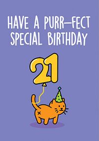 Purr-fect 21st Birthday Card