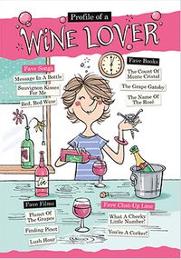 Profile of a Wine Lover Birthday Card