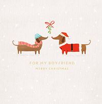 For My Boyfriend Sausage Dogs Christmas Card
