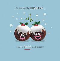 Lovely Husband Puds and Kisses Christmas Card